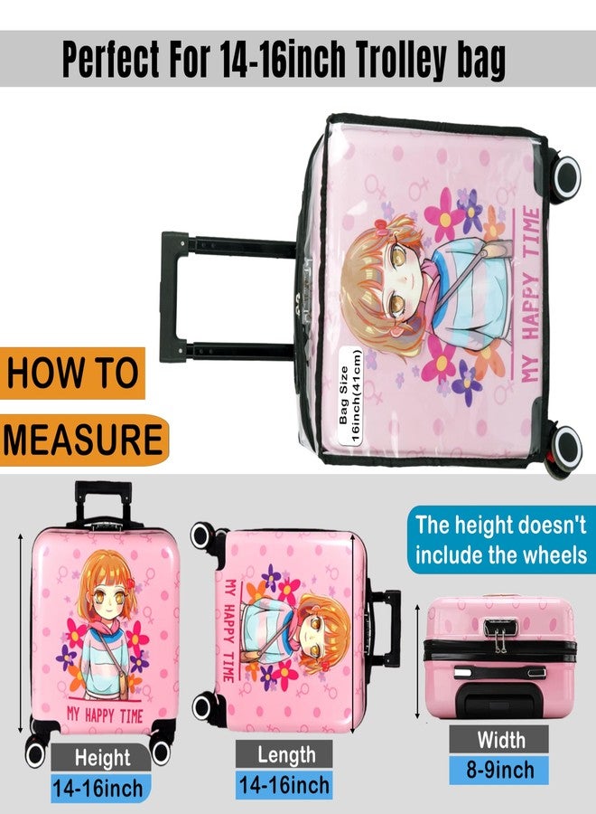 ستوريت غطاء عربة أطفال شفاف من مادة PVC مقاس 16 بوصة، مزود بسحاب، واقي مضاد للخدش مع حواف سوداء وفتحات للمقابض لحقائب الأطفال ذات العجلات (40 × 22 × 40 سم). - Image 2